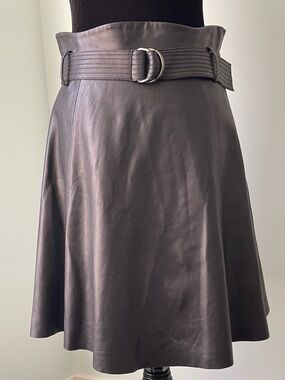 ba&sh A-Line Leather Skirt with Belt